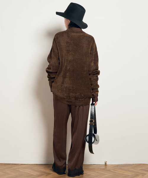 AP STUDIO(エーピーストゥディオ)の「【ARCHIVE STANCE/アーカイブスタンス】satin stripe easy Pants(その他パンツ・レディース・ブラック/ブラウン・FREE)」の7枚目の写真