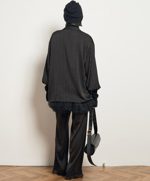 AP STUDIO(エーピーストゥディオ)の「【ARCHIVE STANCE/アーカイブスタンス】satin stripe easy Pants(その他パンツ・レディース・ブラック/ブラウン・FREE)」の12枚目の写真