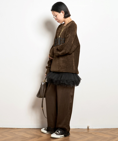 AP STUDIO(エーピーストゥディオ)の「【ARCHIVE STANCE/アーカイブスタンス】satin stripe easy Pants(その他パンツ・レディース・ブラック/ブラウン・FREE)」の14枚目の写真