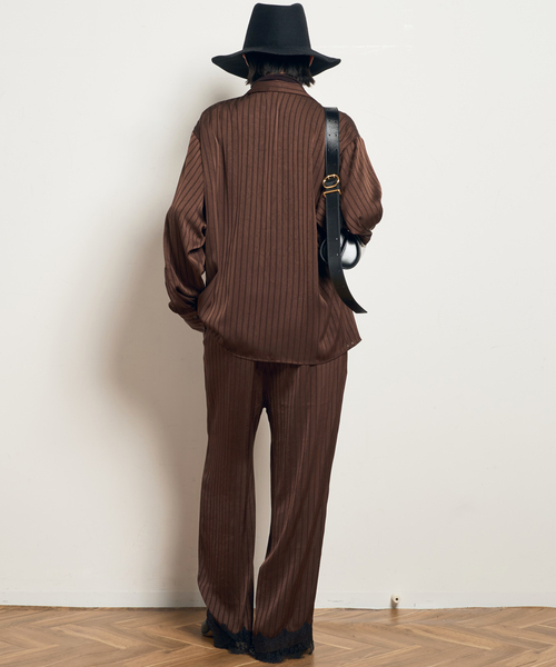 AP STUDIO(エーピーストゥディオ)の「【ARCHIVE STANCE/アーカイブスタンス】satin stripe easy Pants(その他パンツ・レディース・ブラック/ブラウン・FREE)」の18枚目の写真