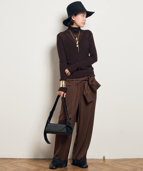 AP STUDIO(エーピーストゥディオ)の「【ARCHIVE STANCE/アーカイブスタンス】satin stripe easy Pants(その他パンツ・レディース・ブラック/ブラウン・FREE)」の19枚目の写真