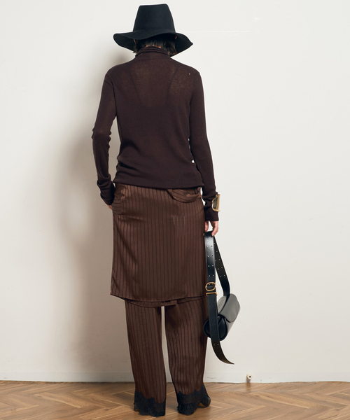 AP STUDIO(エーピーストゥディオ)の「【ARCHIVE STANCE/アーカイブスタンス】satin stripe easy Pants(その他パンツ・レディース・ブラック/ブラウン・FREE)」の21枚目の写真