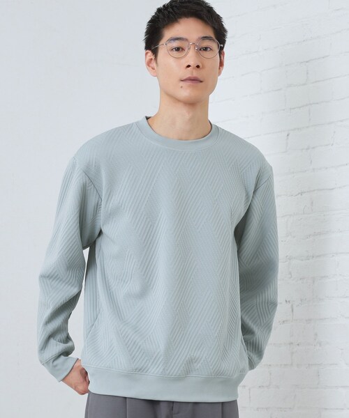 THE SHOP TK (ザ ショップ ティーケー )の「【大人の上品カジュアルに】ふくれキルトスウェット 軽量/洗濯機OK(スウェット・メンズ・ナチュラル/ホワイト系/ネイビー/サックスブルー・03/04/02)」の4枚目の写真