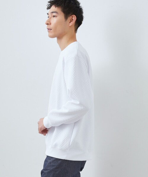 THE SHOP TK (ザ ショップ ティーケー )の「【大人の上品カジュアルに】ふくれキルトスウェット 軽量/洗濯機OK(スウェット・メンズ・ナチュラル/ホワイト系/ネイビー/サックスブルー・03/04/02)」の5枚目の写真