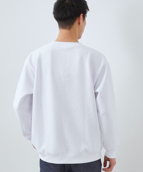 THE SHOP TK (ザ ショップ ティーケー )の「【大人の上品カジュアルに】ふくれキルトスウェット 軽量/洗濯機OK(スウェット・メンズ・ナチュラル/ホワイト系/ネイビー/サックスブルー・03/04/02)」の6枚目の写真