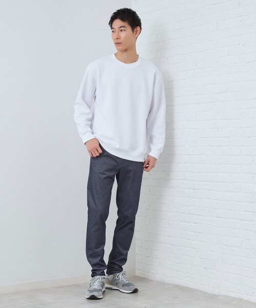 THE SHOP TK (ザ ショップ ティーケー )の「【大人の上品カジュアルに】ふくれキルトスウェット 軽量/洗濯機OK(スウェット・メンズ・ナチュラル/ホワイト系/ネイビー/サックスブルー・03/04/02)」の7枚目の写真
