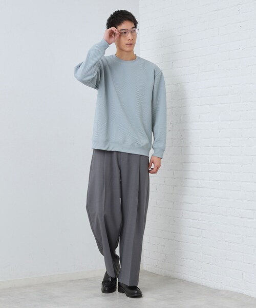 THE SHOP TK (ザ ショップ ティーケー )の「【大人の上品カジュアルに】ふくれキルトスウェット 軽量/洗濯機OK(スウェット・メンズ・ナチュラル/ホワイト系/ネイビー/サックスブルー・03/04/02)」の19枚目の写真