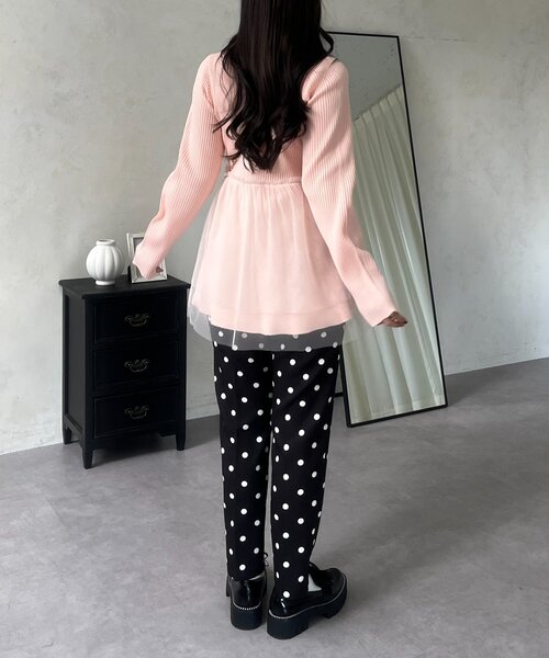 prose verse（プロズヴェール）の「チュールレイヤードVネックペプラムカーディガン（カーディガン/ボレロ・レディース・イエロー/ピンク/ブラック・LARGE/MEDIUM）」の17枚目の写真