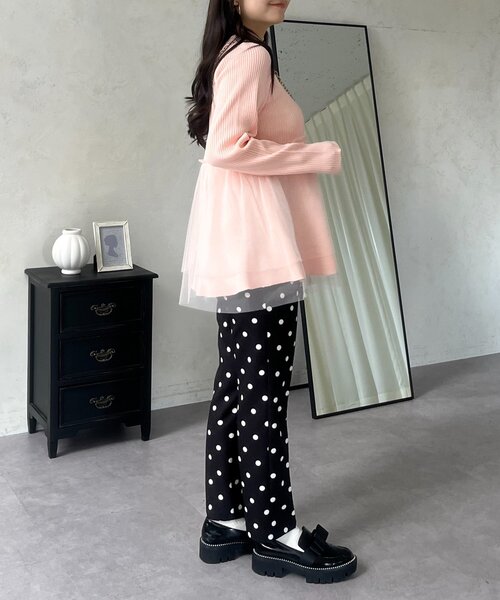 prose verse（プロズヴェール）の「チュールレイヤードVネックペプラムカーディガン（カーディガン/ボレロ・レディース・イエロー/ピンク/ブラック・LARGE/MEDIUM）」の18枚目の写真