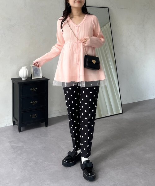 prose verse（プロズヴェール）の「チュールレイヤードVネックペプラムカーディガン（カーディガン/ボレロ・レディース・イエロー/ピンク/ブラック・LARGE/MEDIUM）」の20枚目の写真