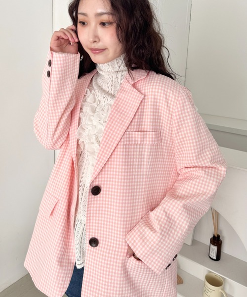 ギンガムチェックテーラードジャケット（テーラードジャケット