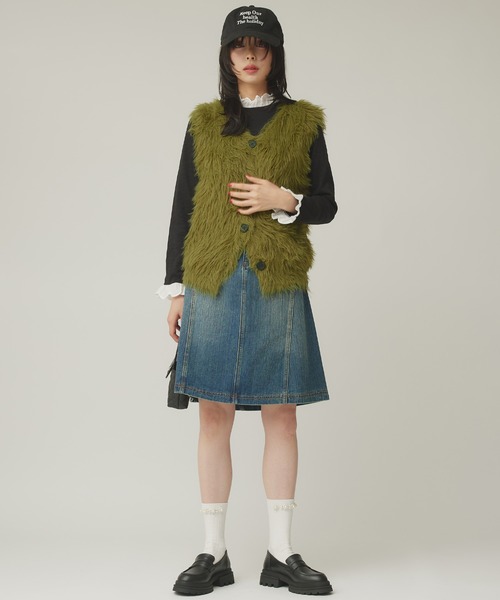 Narcissus(ナルシス)の「【Narcissus】デニムミディスカート フレア 台形 ひざ丈(デニムスカート・レディース・ブルー・FREE)」の4枚目の写真