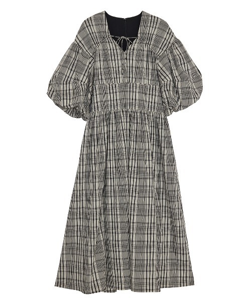 Ameri（アメリ）の「BALLOON SLEEVE CHECK DRESS（ワンピース）」 - WEAR