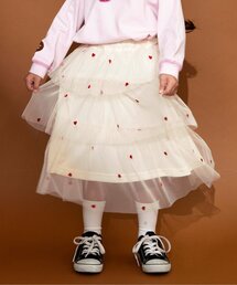BREEZE | ハート総柄 刺繍チュールスカート_ジュニア対応(スカート)