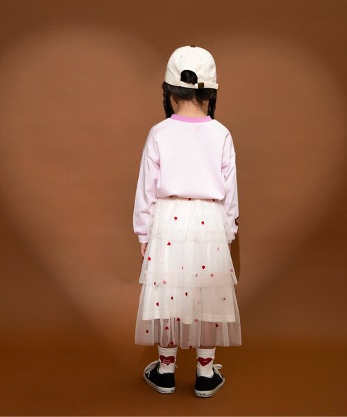BREEZE（ブリーズ）の「ハート総柄 刺繍チュールスカート_ジュニア対応（スカート・キッズ・アイボリー/ブラウン・140/120/100/90）」の7枚目の写真