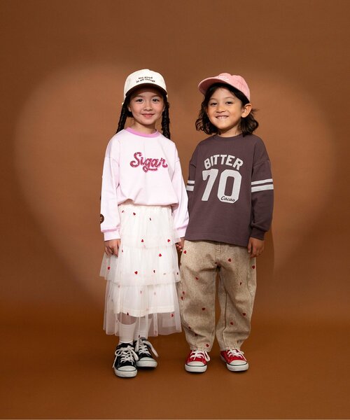 BREEZE（ブリーズ）の「ハート総柄 刺繍チュールスカート_ジュニア対応（スカート・キッズ・アイボリー/ブラウン・140/120/100/90）」の9枚目の写真