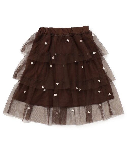 BREEZE（ブリーズ）の「ハート総柄 刺繍チュールスカート_ジュニア対応（スカート・キッズ・アイボリー/ブラウン・140/120/100/90）」の10枚目の写真