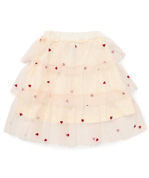 BREEZE（ブリーズ）の「ハート総柄 刺繍チュールスカート_ジュニア対応（スカート・キッズ・アイボリー/ブラウン・140/120/100/90）」の11枚目の写真