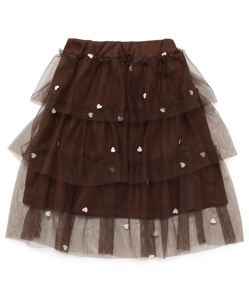 BREEZE（ブリーズ）の「ハート総柄 刺繍チュールスカート_ジュニア対応（スカート・キッズ・アイボリー/ブラウン・140/120/100/90）」の12枚目の写真