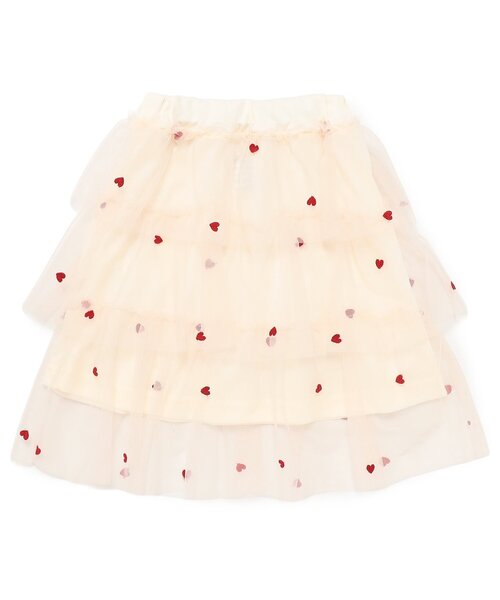 BREEZE（ブリーズ）の「ハート総柄 刺繍チュールスカート_ジュニア対応（スカート・キッズ・アイボリー/ブラウン・140/120/100/90）」の13枚目の写真