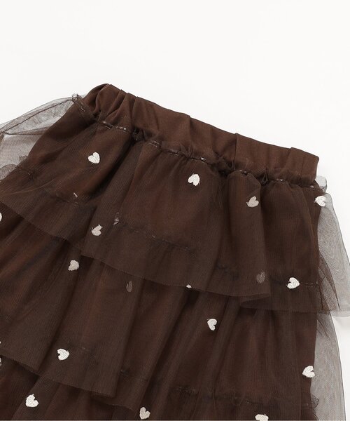BREEZE（ブリーズ）の「ハート総柄 刺繍チュールスカート_ジュニア対応（スカート・キッズ・アイボリー/ブラウン・140/120/100/90）」の14枚目の写真
