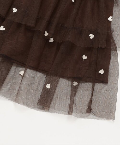 BREEZE（ブリーズ）の「ハート総柄 刺繍チュールスカート_ジュニア対応（スカート・キッズ・アイボリー/ブラウン・140/120/100/90）」の16枚目の写真