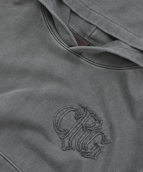 CRIGUN(クリガン)の「LOGO APPLIQUE HOODIE PIGMENT CHARCOAL(パーカー・レディース・チャコールグレー・MEDIUM/LARGE/X-LARGE)」の7枚目の写真