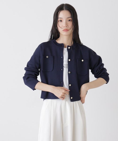 NANO universe（ナノユニバース）の「洗濯機洗可UVカット総針ニットカーディガン（カーディガン/ボレロ・レディース・ホワイト/ブルー/ネイビー・FREE）」の17枚目の写真