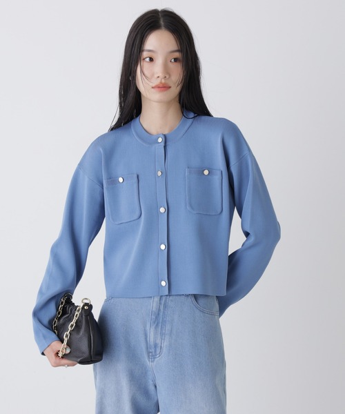 NANO universe（ナノユニバース）の「洗濯機洗可UVカット総針ニットカーディガン（カーディガン/ボレロ・レディース・ホワイト/ブルー/ネイビー・FREE）」の10枚目の写真