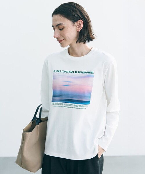 UNFILO(アンフィーロ)の「コットンスムース グラフィックT(Tシャツ/カットソー・レディース・ピンク系/グレー系3/ホワイト系2/ホワイト系/グレー系1/ホワイト系1・X-LARGE)」の3枚目の写真