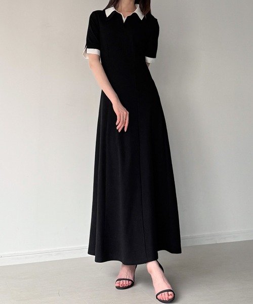junoah（ジュノア）の「シャツレイヤードフレアワンピース（ワンピース・レディース・ネイビー/ライトグレー/ブラック・LARGE/MEDIUM/SMALL）」の8枚目の写真