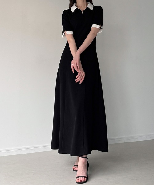 junoah（ジュノア）の「シャツレイヤードフレアワンピース（ワンピース・レディース・ネイビー/ライトグレー/ブラック・LARGE/MEDIUM/SMALL）」の9枚目の写真