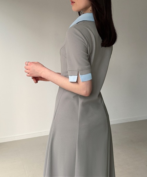 junoah（ジュノア）の「シャツレイヤードフレアワンピース（ワンピース・レディース・ネイビー/ライトグレー/ブラック・LARGE/MEDIUM/SMALL）」の12枚目の写真