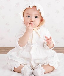 SLAP SLIP BABY（スラップスリップベビー）の「お花レース襟付きレーススカートドッキング2WAYオールベビー(50~70cm)（ロンパース）」