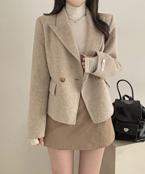 セール】ニットメルトン ダブルテーラードジャケット/コート