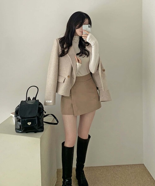 セール】ニットメルトン ダブルテーラードジャケット/コート