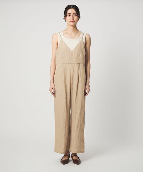 green label relaxing（グリーンレーベルリラクシング）の「［size SHORT/TALLあり］フィブリル Vネック オールインワン（つなぎ/オールインワン・レディース・ブラック/ベージュ・TALL/SHORT/FREE）」の12枚目の写真