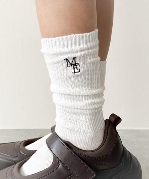 WEGO(ウィゴー)の「WEGO/刺繍ロゴローゲージゆるリブソックス(ソックス/靴下・レディース・ホワイト/ライトグレー/ブラック・23-25cm)」の5枚目の写真