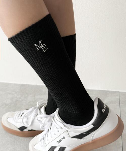 WEGO(ウィゴー)の「WEGO/刺繍ロゴローゲージゆるリブソックス(ソックス/靴下・レディース・ホワイト/ライトグレー/ブラック・23-25cm)」の7枚目の写真