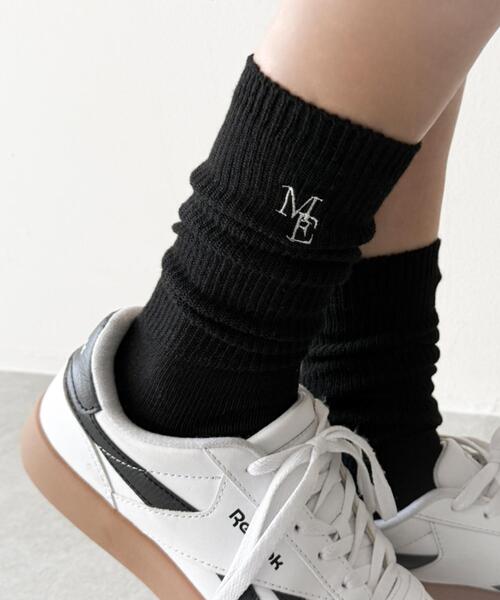 WEGO(ウィゴー)の「WEGO/刺繍ロゴローゲージゆるリブソックス(ソックス/靴下・レディース・ホワイト/ライトグレー/ブラック・23-25cm)」の8枚目の写真