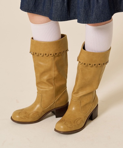 TINA：JOJUN（ティーナジョジュン）の「パンチング ミドル ウエスタンブーツ TINA：JOJUN（ブーツ・レディース・ブラウン/キャメル・S/M/L）」の3枚目の写真
