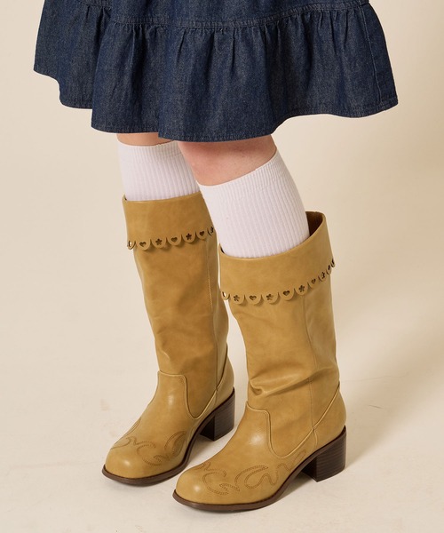 TINA：JOJUN（ティーナジョジュン）の「パンチング ミドル ウエスタンブーツ TINA：JOJUN（ブーツ・レディース・ブラウン/キャメル・S/M/L）」の5枚目の写真