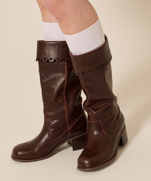 TINA：JOJUN（ティーナジョジュン）の「パンチング ミドル ウエスタンブーツ TINA：JOJUN（ブーツ・レディース・ブラウン/キャメル・S/M/L）」の15枚目の写真