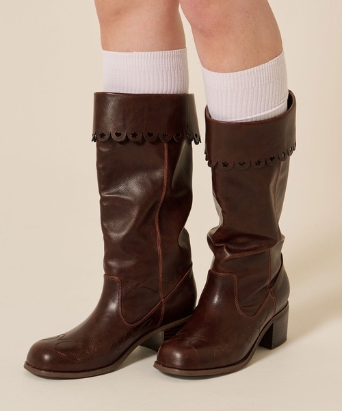 TINA：JOJUN（ティーナジョジュン）の「パンチング ミドル ウエスタンブーツ TINA：JOJUN（ブーツ・レディース・ブラウン/キャメル・S/M/L）」の17枚目の写真