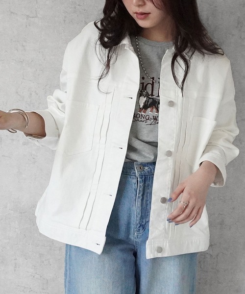 SELECT LEVERY(セレクトリベリー)の「リサイクルデニムルーズジャケット(デニムジャケット・レディース・ブラック/ワンウォッシュ/ブルー/ホワイト・LARGE/MEDIUM)」の2枚目の写真