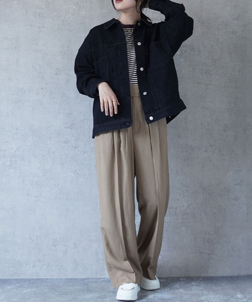 SELECT LEVERY(セレクトリベリー)の「リサイクルデニムルーズジャケット(デニムジャケット・レディース・ブラック/ワンウォッシュ/ブルー/ホワイト・LARGE/MEDIUM)」の1枚目の写真