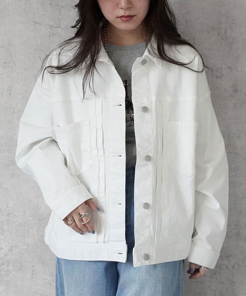 SELECT LEVERY(セレクトリベリー)の「リサイクルデニムルーズジャケット(デニムジャケット・レディース・ブラック/ワンウォッシュ/ブルー/ホワイト・LARGE/MEDIUM)」の5枚目の写真