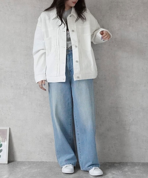 SELECT LEVERY(セレクトリベリー)の「リサイクルデニムルーズジャケット(デニムジャケット・レディース・ブラック/ワンウォッシュ/ブルー/ホワイト・LARGE/MEDIUM)」の6枚目の写真