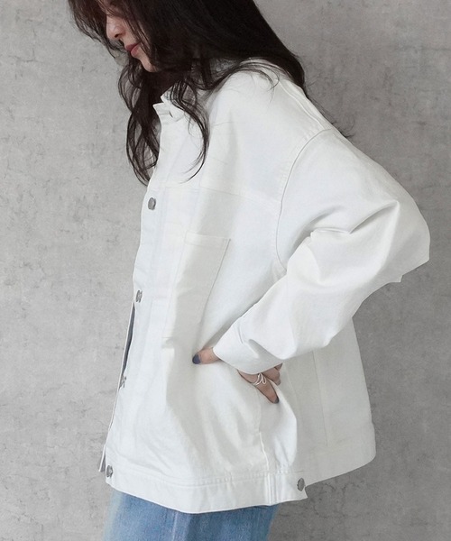 SELECT LEVERY(セレクトリベリー)の「リサイクルデニムルーズジャケット(デニムジャケット・レディース・ブラック/ワンウォッシュ/ブルー/ホワイト・LARGE/MEDIUM)」の7枚目の写真