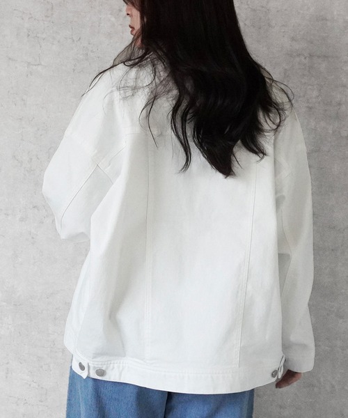 SELECT LEVERY(セレクトリベリー)の「リサイクルデニムルーズジャケット(デニムジャケット・レディース・ブラック/ワンウォッシュ/ブルー/ホワイト・LARGE/MEDIUM)」の8枚目の写真